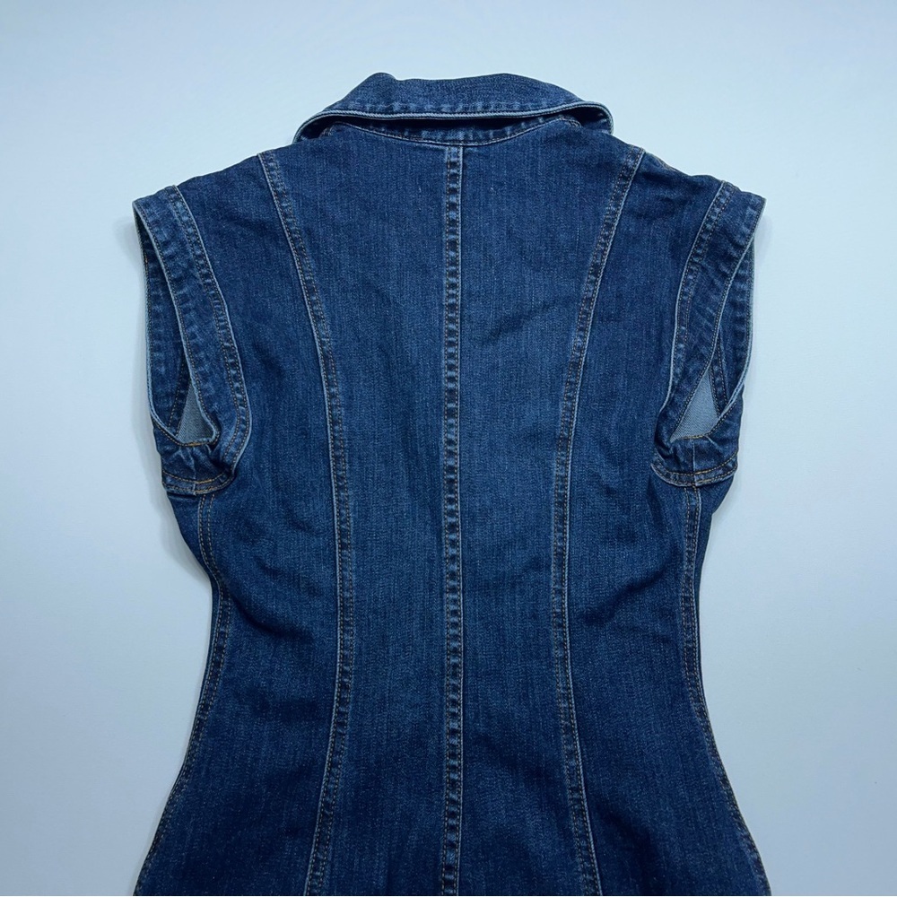 Ramy Brook Lolita Denim Mini Dress Womens 24 Indigo Dyed Button Up Sleeveless - Picture 12 of 13
